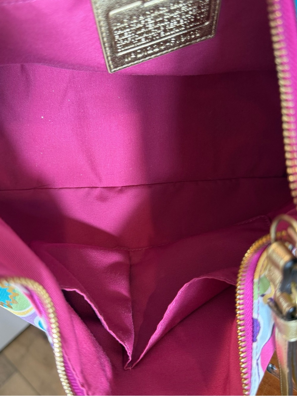 Coach Multicolor Poppy Line Shoulder Bag with Gold Accents - Picture 5 of 5